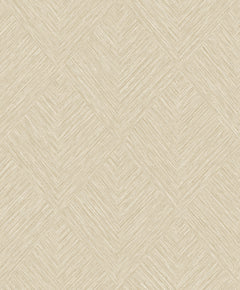 York Wallcoverings’ Chesapeake Hollis Textured Diamond Wallpaper features a beige background adorned with a subtle herringbone pattern. Diagonal lines form diamond shapes across the surface, creating the look of woven texture that adds depth and warmth to any space.