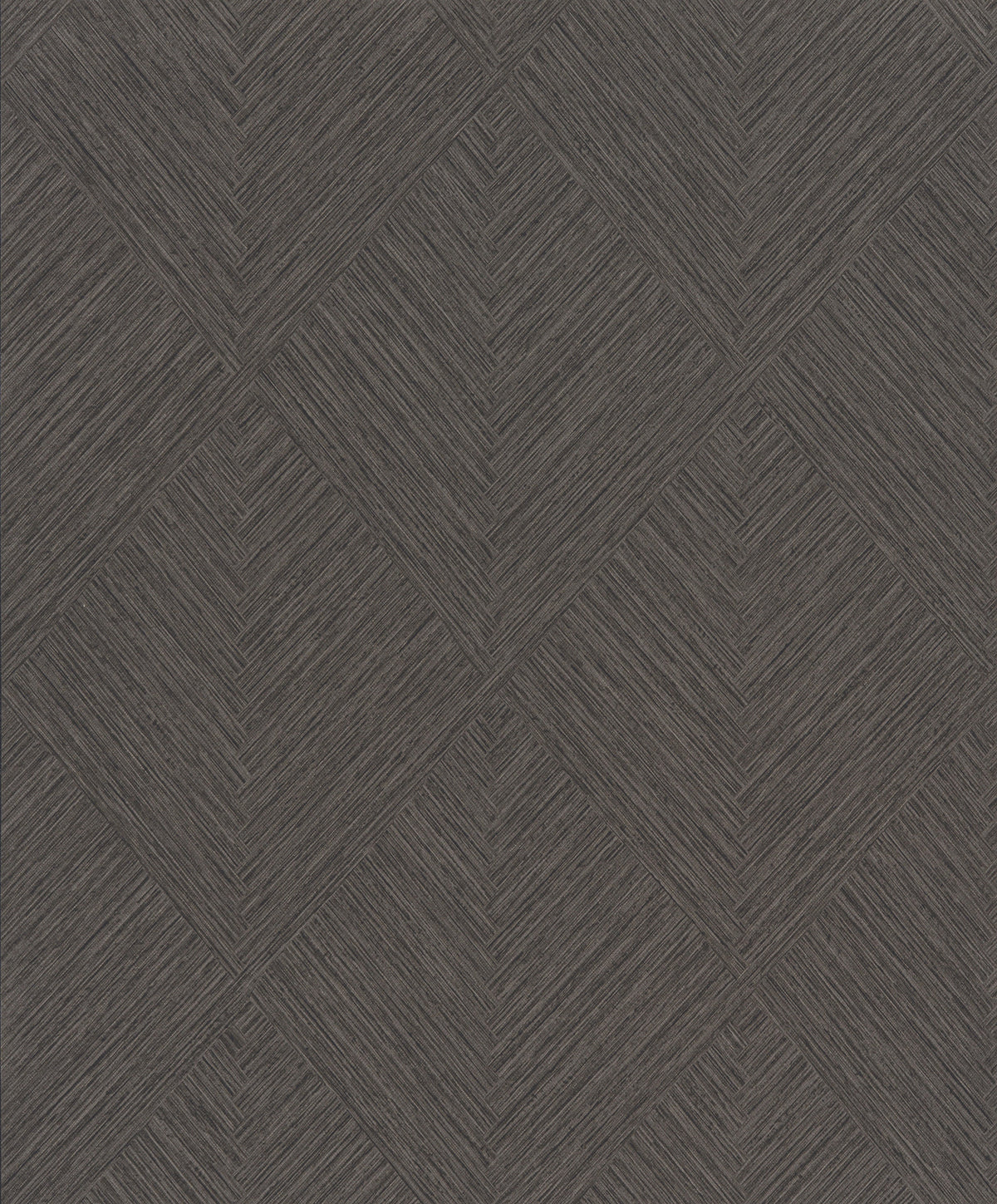 Featuring a dark gray textured surface, the Chesapeake Hollis Textured Diamond Wallpaper by York Wallcoverings displays a repeating geometric pattern of diagonal lines forming diamond shapes. These lines create a herringbone-like, woven effect across the design.
