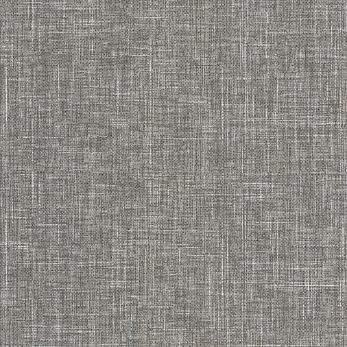 Beau Faux Fabric Wallpaper by York Wallcoverings features a gray textured design with a subtle crisscross pattern reminiscent of linen or woven material. Intersecting lines form a grid-like appearance, showcasing varying shades of gray throughout.