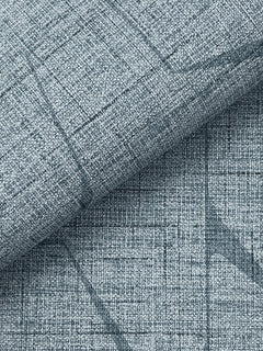 Close-up of Lyle Abstract Geometric Wallpaper by York Wallcoverings in light blue, featuring a textured surface with a subtle crisscross grid pattern and visible linear, woven details.