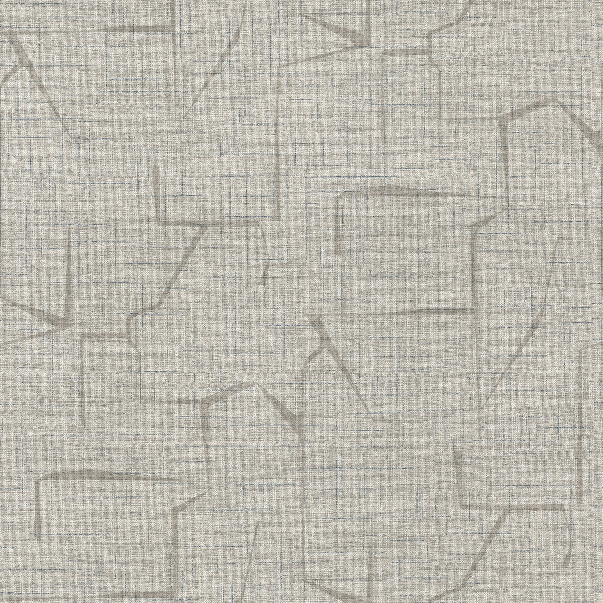 Lyle Abstract Geometric Wallpaper by York Wallcoverings features a textured gray surface with a subtle woven pattern, intersected by faint, irregular geometric lines in a slightly darker shade for a modern, abstract look.