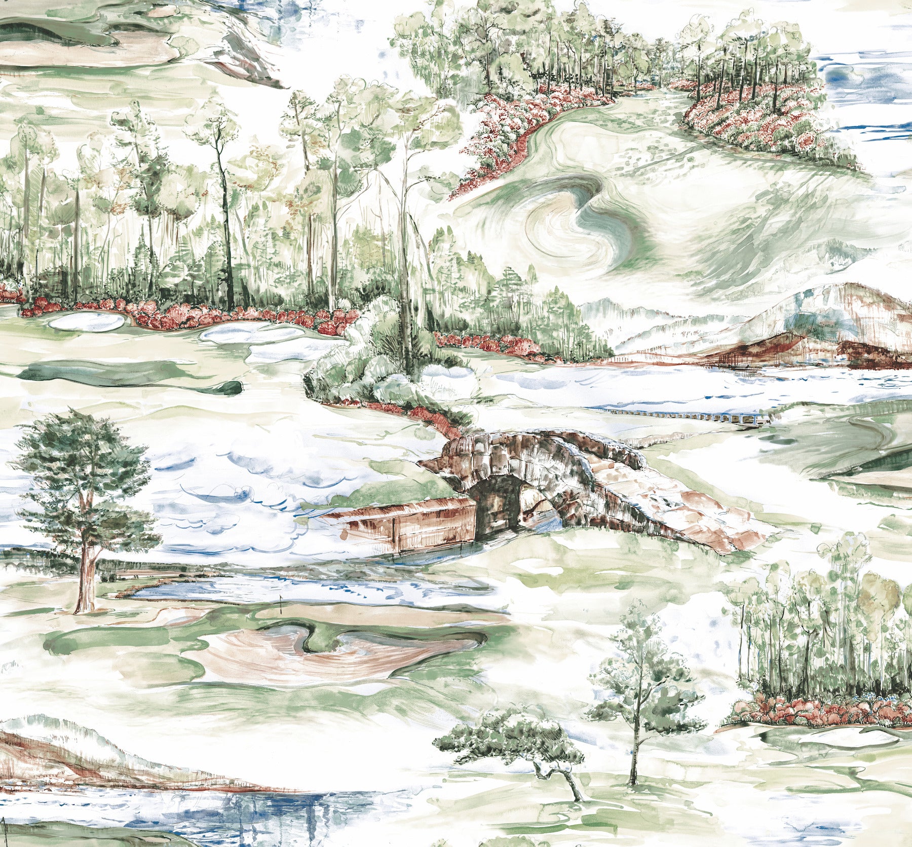 Ronald Redding Hole In One Scenic Wallpaper | York Wallcoverings