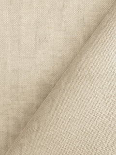 Woven Linen Wallpaper by York Wallcoverings features a beige textured surface with a subtle grid pattern, shown partially folded at a diagonal to create gentle shadows that highlight the intricate weave details.