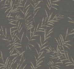 Allerton Bamboo Wallpaper features a dark blue textured background adorned with a pattern of delicate light beige leafy branches, offering a natural, botanical touch in a subtly decorative design.