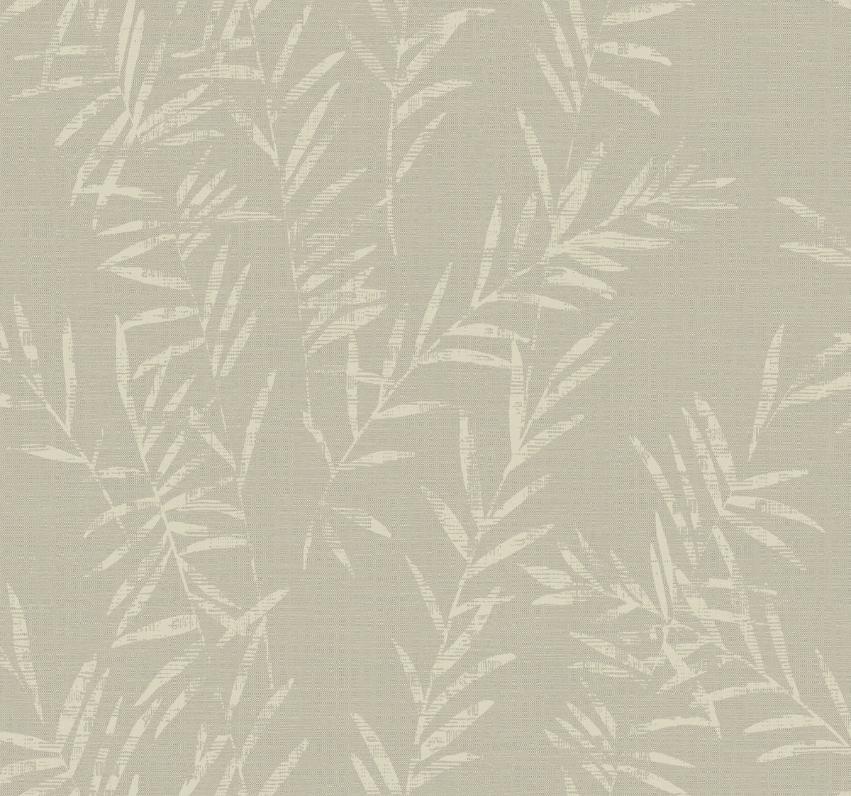 The Allerton Bamboo Wallpaper features a beige background adorned with a subtle, monochrome design of light, overlapping leafy branches for a softly textured look.