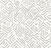 The Sirih Wallpaper by York Wallcoverings features a hand-drawn geometric pattern of black lines creating diamond and zigzag shapes on a white background, evoking an abstract or tribal-inspired aesthetic.