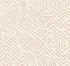 Sirih Wallpaper by York Wallcoverings features a beige background accented with an abstract, repeating pattern of thin, irregular brown lines that create geometric diamond and zigzag shapes throughout.