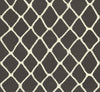Tonga Wallpaper by York Wallcoverings features an abstract geometric design with cream-colored, irregular diamond shapes outlined on a dark brown background. The unevenly spaced lines evoke the look of a loosely woven net or lattice, creating an organic, hand-drawn effect.