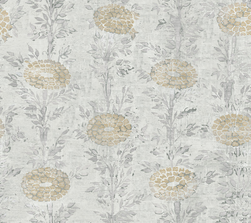 French Marigold Wallpaper Wallpaper Ronald Redding Roll White & Gold