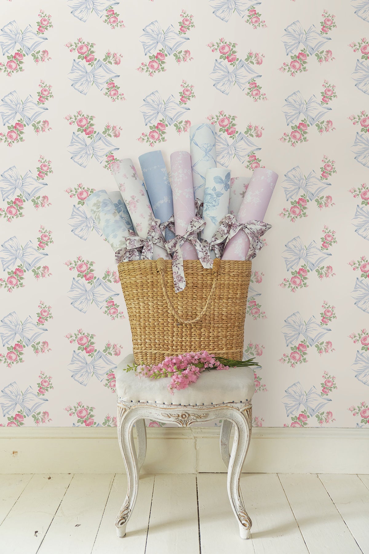 Rosa Beaux Pastel Large Bow Spot Wallpaper Wallpaper A-Street Prints   