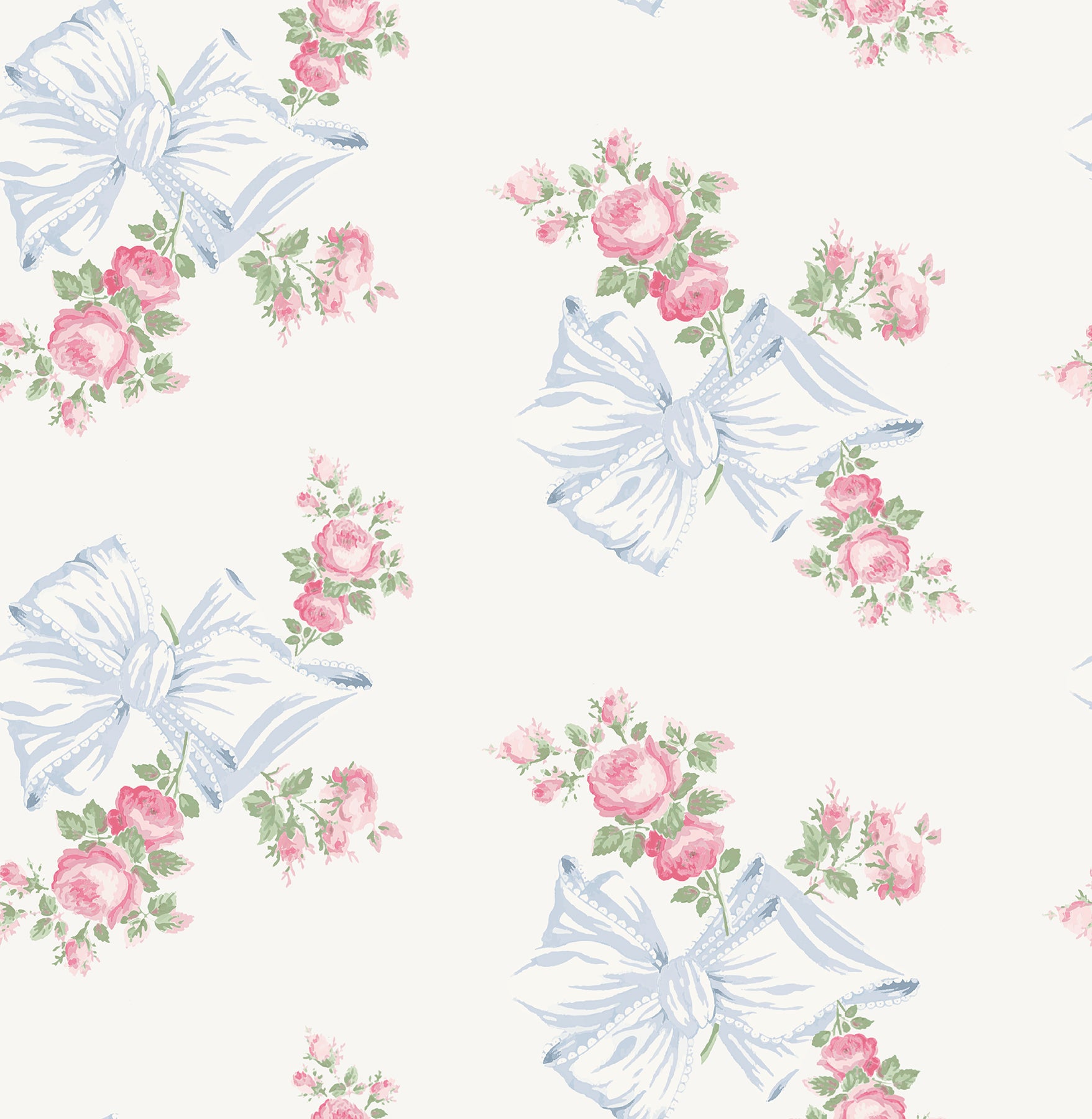 Rosa Beaux Pastel Large Bow Spot Wallpaper Wallpaper A-Street Prints Double Roll Pastel Blue 