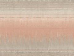 Desert Textile Wallpaper by York Wallcoverings features a woven design with horizontal stripes in beige, peach, and gray tones. The surface displays subtle, irregular lines and patterns, creating a soft gradient effect across the wallpaper.