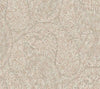 The Kashmir Dreams Paisley Wallpaper by York Wallcoverings features an intricate beige and cream paisley pattern with delicate floral and leafy details, creating an elegant, vintage-inspired design.