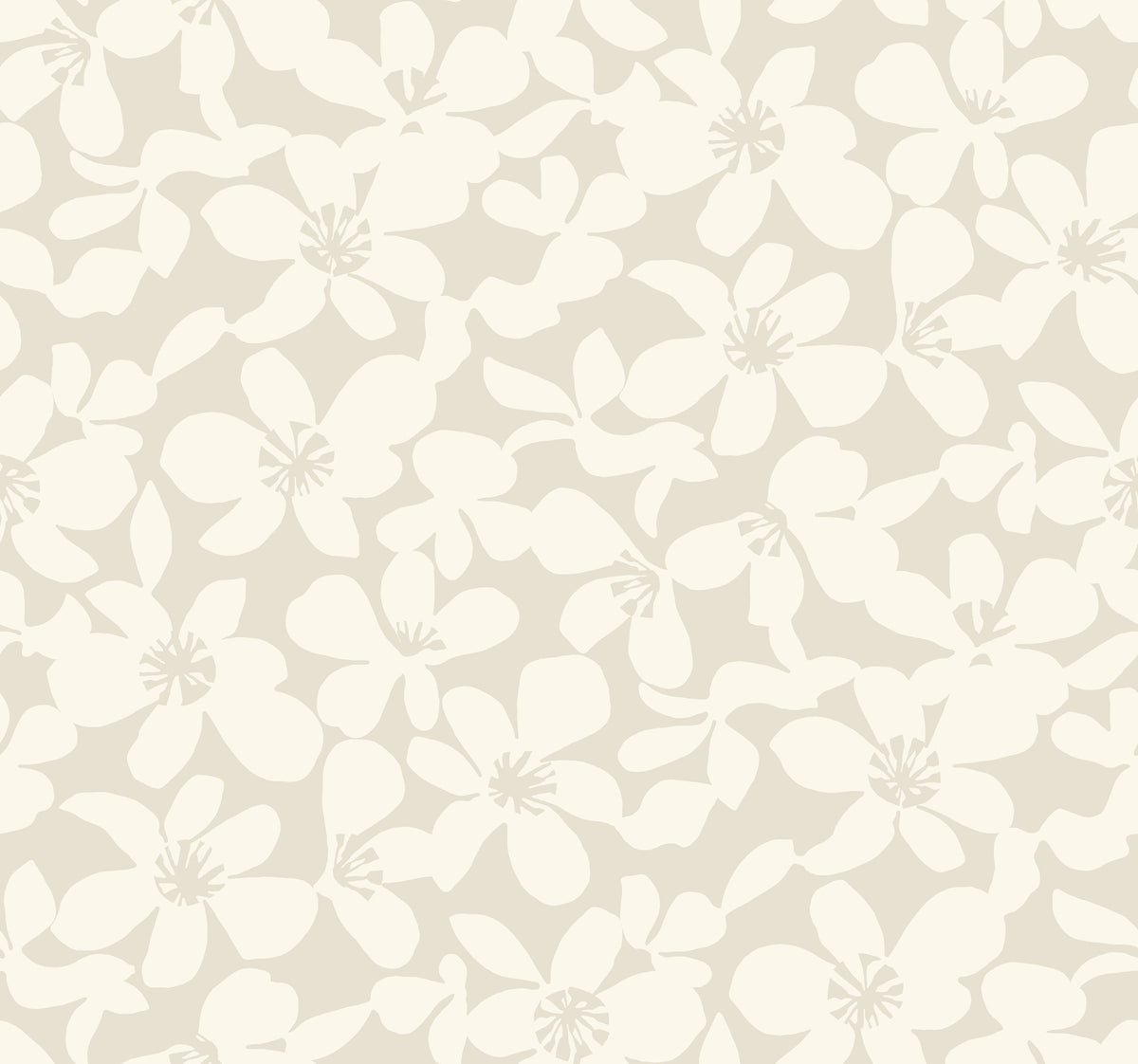 Introducing Free Spirit Wallpaper by York Wallcoverings—a seamless botanical design featuring overlapping petals in soft beige and cream tones. The subtle contrast between the background and floral motifs creates an elegant, understated look perfect for any sophisticated space.