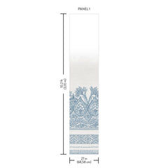 A single “Henna Wall Mural” panel from York Wallcoverings, measuring 102.4 inches (260 cm) in height and 27 inches (68.58 cm) in width, featuring blue decorative patterns along the bottom.