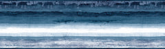 Mesa Wallpaper Border featuring horizontal bands of deep blue watercolor washes with a central white stripe.