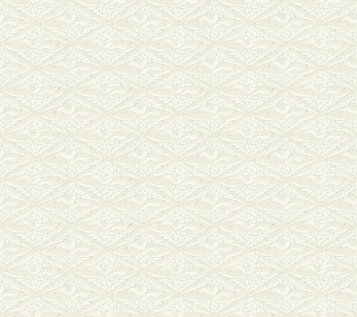 Introducing the High Society Wallpaper by York Wallcoverings, featuring a seamless beige design with repeating diamond shapes and symmetrical, ornate floral and leaf motifs. This light, textured wallpaper creates a subtle and elegant background for any space.
