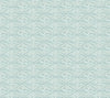 High Society Wallpaper by York Wallcoverings features a delicate and symmetrical geometric design, showcasing repeating light blue and white stylized floral and leaf motifs arranged in diamond shapes.