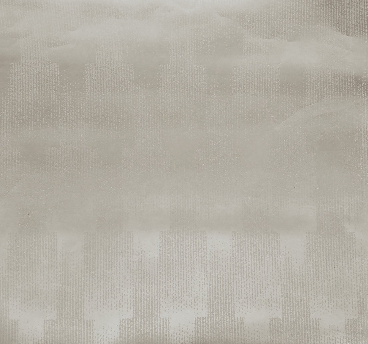 A close-up of Flapper Wallpaper by York Wallcoverings shows a textured, semi-translucent white surface with a subtle geometric dot pattern and faint vertical lines, reminiscent of frosted glass.