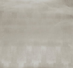 A close-up of Flapper Wallpaper by York Wallcoverings shows a textured, semi-translucent white surface with a subtle geometric dot pattern and faint vertical lines, reminiscent of frosted glass.