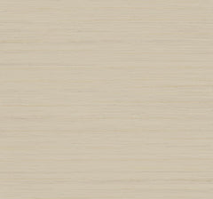 Ragtime Silk Wallpaper by York Wallcoverings features a light beige textured surface with subtle horizontal lines, evoking the look of natural woven fabric. This calming, neutral wallpaper provides a refined background ideal for various design applications, with no visible objects or distinct patterns.