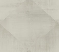 In Clay Wallpaper with a light gray, textured surface featuring a large, centered diamond shape outlined by subtle shifts in tone.