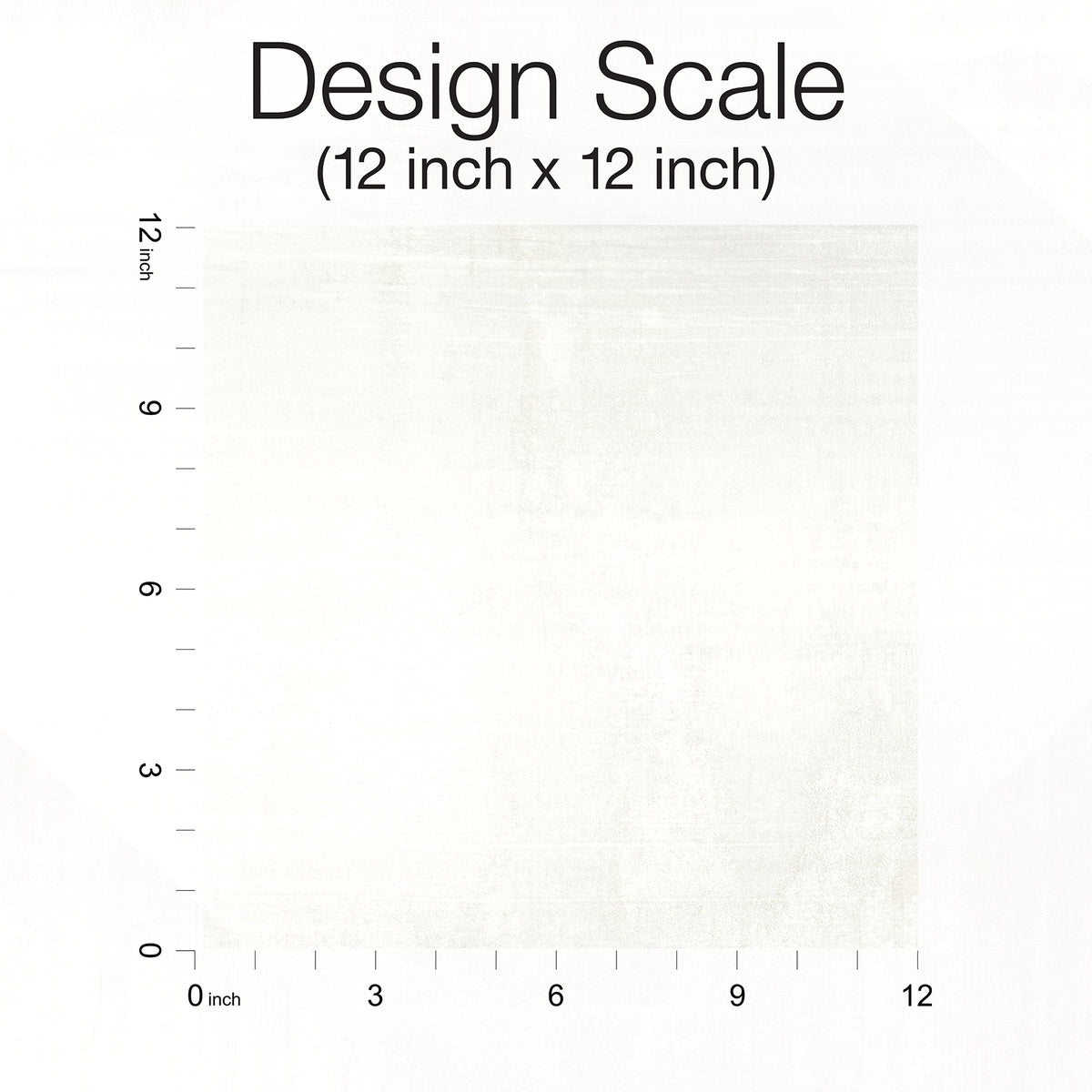 A square swatch of off-white In Clay Wallpaper shown with a 12-inch by 12-inch design scale ruler.