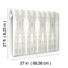 The Escalante Wallpaper by York Wallcoverings is shown in a roll measuring 27 feet (8.23 meters) in length and 27 inches (68.58 centimeters) in width, featuring a light, abstract design.