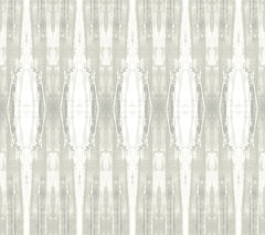 The Escalante Wallpaper by York Wallcoverings features a symmetrical abstract pattern with vertical, elongated shapes in light gray and white tones, reminiscent of mirrored watercolor brush strokes. This design creates a soft, textured, and repeating geometric effect.