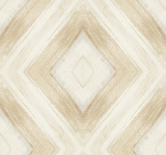 Ballad Wallpaper featuring a diamond pattern formed by diagonal, wood-grain texture in shades of cream and beige.