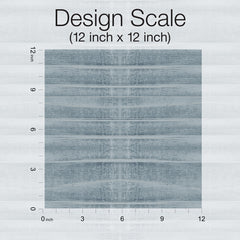A square sample of Grey Stone Wallpaper in blue-grey with a horizontal wood grain pattern, shown against a 12-inch by 12-inch scale ruler.