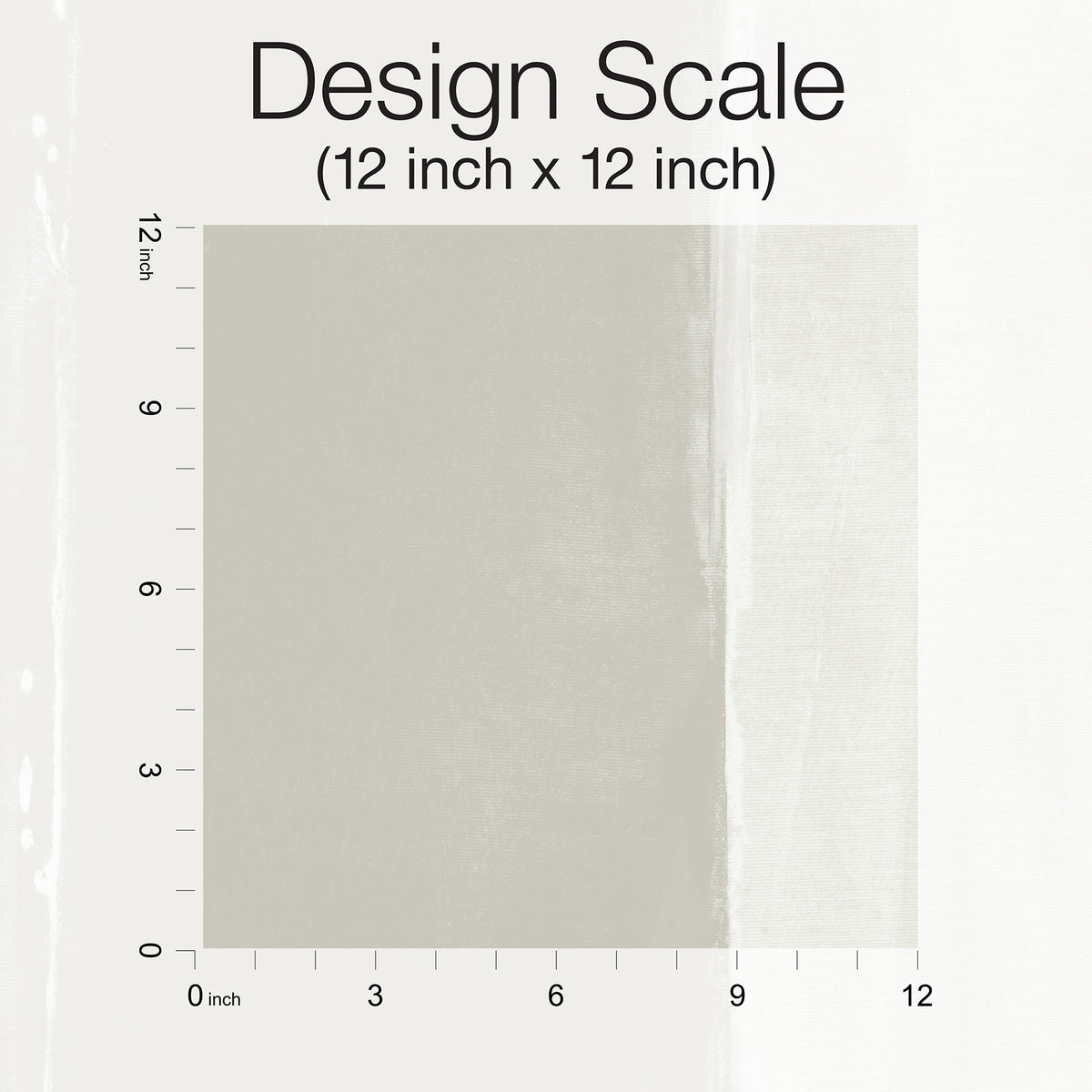 A 12-inch by 12-inch scale illustration of York Wallcoverings Ink Wash Wallpaper, featuring a beige, solid-colored design with a subtle vertical brushstroke texture.