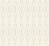 Artifact Silhouettes Wallpaper featuring a repeating geometric pattern of interlocking diamond shapes and thin vertical lines in beige and off-white.