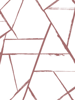 Intersect Wallpaper featuring a geometric pattern of intersecting, hand-painted style lines in a muted rose color on a white background.