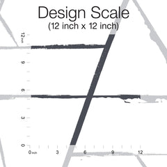 Intersect Wallpaper pattern with intersecting dark and light grey lines, shown against a 12-inch by 12-inch measurement grid.