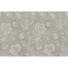 Barbier Wallpaper featuring a pattern of off-white dotted floral sprigs on a solid gray background.