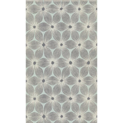 Candice Olson Everlasting Wallpaper featuring a repeating floral pattern of gray, line-drawn petals on a light blue background.