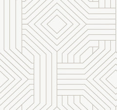 Candice Olson Diverging Diamonds Wallpaper features a geometric pattern of overlapping light gray lines forming squares and diamonds on a white background.