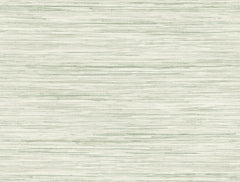 Bahiagrass Wallpaper by York Wallcoverings features a textured background with horizontal, uneven light green and beige lines that evoke the look of woven fabric or grasscloth. The subtle pattern provides a natural, organic appearance.
