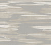 Experience the Nimbus Wallpaper by York Wallcoverings, featuring an abstract pattern of horizontal brushstrokes in soft gray, beige, and white tones. The design blends these colors seamlessly across the surface, evoking a textured appearance reminiscent of clouds or subtle woodgrain.