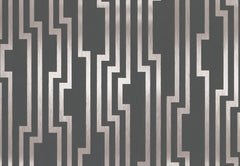 Velocity Wallpaper featuring a geometric pattern of vertical metallic lines with right-angled turns against a dark grey background.