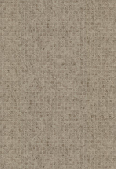 Ronald Redding Leather Lux Wallpaper in taupe featuring a repeating grid pattern of irregular, rounded rectangular tiles with a textured, mottled appearance.
