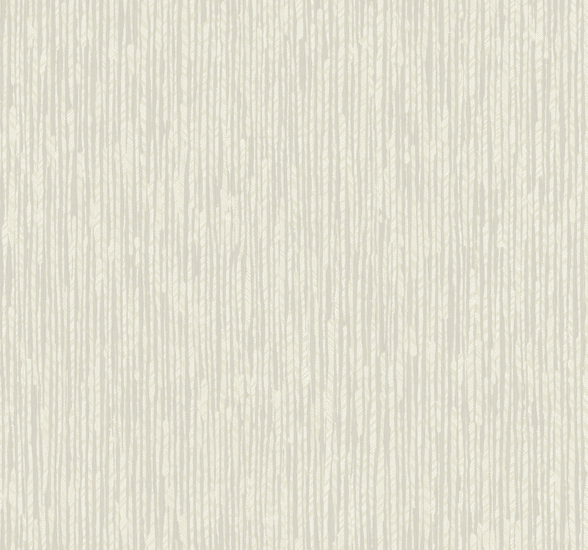 Ronald Redding Feather Fletch Wallpaper featuring a repeating vertical pattern of stylized, cream-colored feathers on a light beige background.