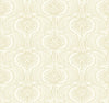 Ronald Redding Lotus Palm Wallpaper featuring a cream-colored, repeating decorative pattern of stylized lotus flowers and arched leaves.