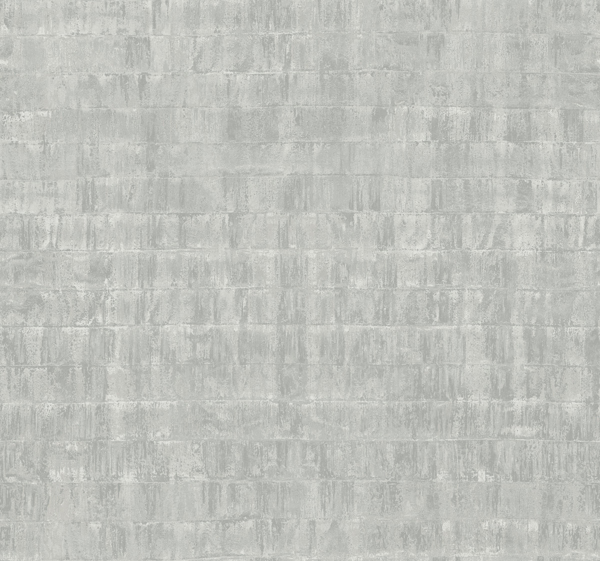 Ronald Redding Liquid Metal Wallpaper featuring a light gray, distressed brick pattern.