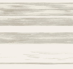 Ronald Redding Horizontal Dry Brush Wallpaper featuring a pattern of horizontal, dry-brushed stripes in shades of gray and cream.