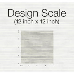 A 12-inch by 12-inch square sample of Ronald Redding Dreamscapes Wallpaper by York Wallcoverings, featuring horizontal, textured grey stripes on an off-white background.