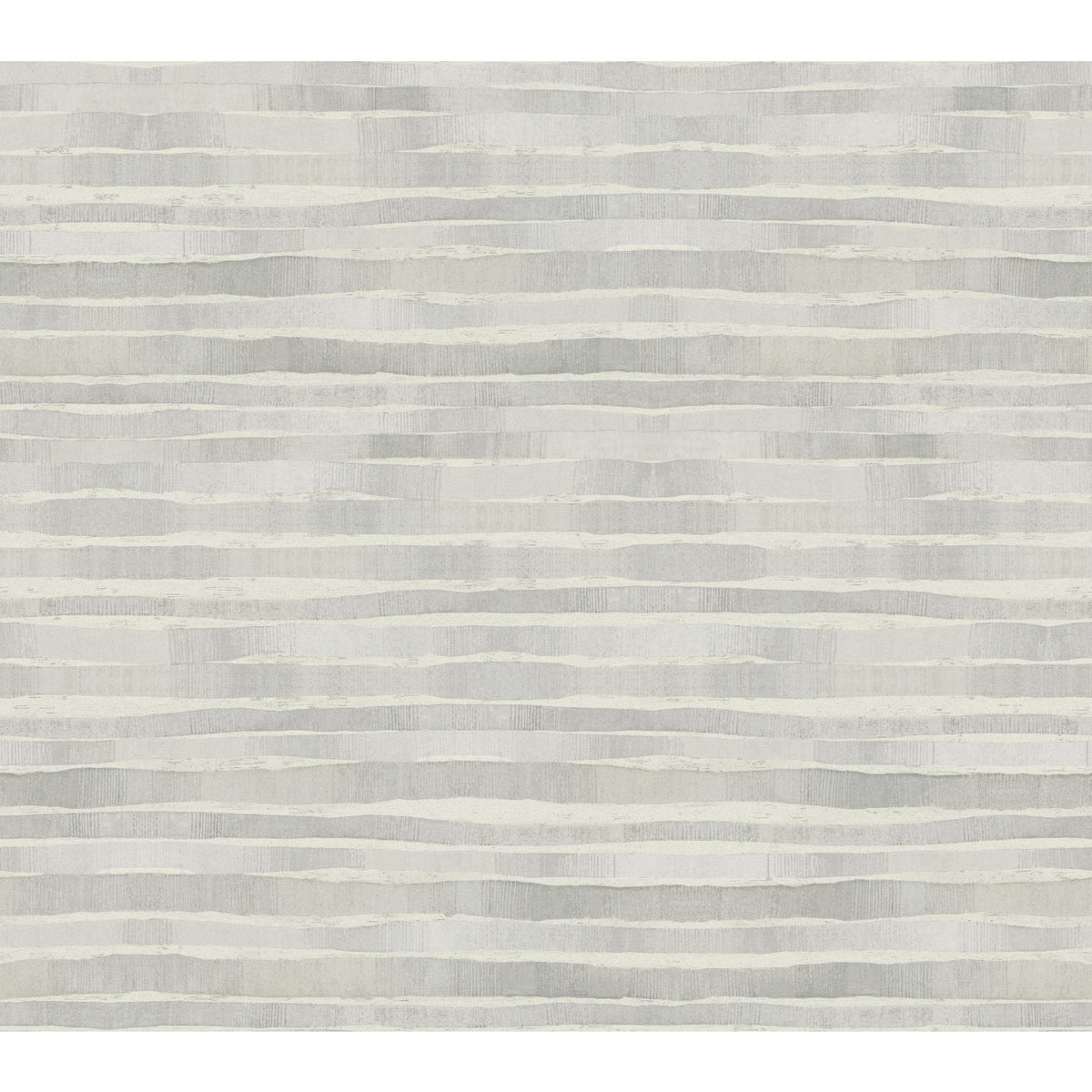 Ronald Redding Dreamscapes Wallpaper featuring horizontal, wavy stripes in varying shades of grey and off-white.