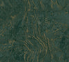 Ronald Redding Polished Marble Wallpaper featuring a dark green marble pattern with flowing, metallic gold veins.