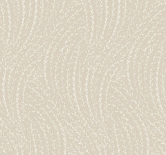 Bring a subtle, organic texture to your space with York Wallcoverings’ Willow Song Botanical Wallpaper, featuring an abstract beige background adorned with thin, white, branch-like lines resembling grass or wheat gently swaying in the wind.